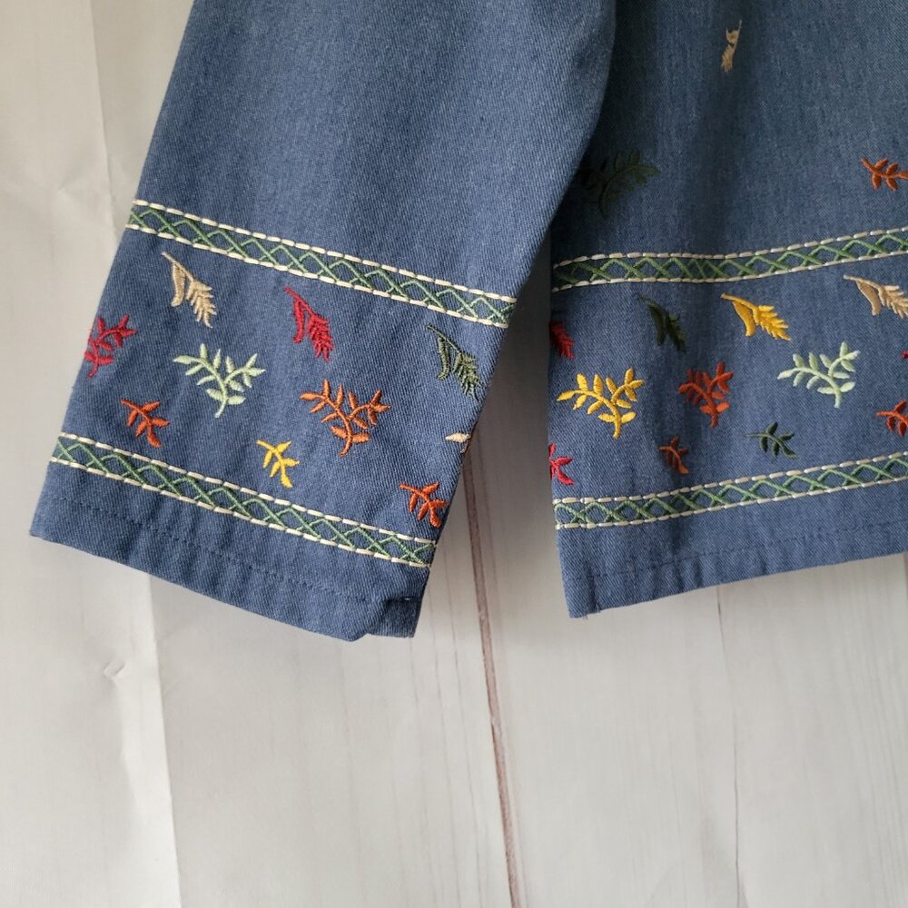 BonWorth Vintage 90’s Embroidered Long Sleeve Blue Denim Button Down Shirt EUC - Picture 3 of 10